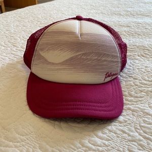 Patagonia trucker hat, magenta with wave pattern
